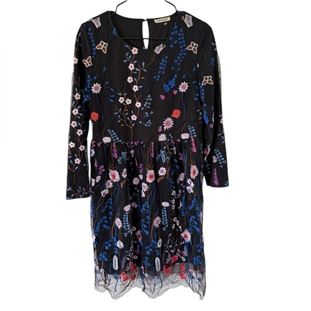 JessaKae Floral & Butterfly Embroidered Dress